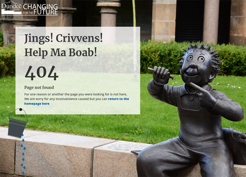 Dundee City Council's custom 404 page