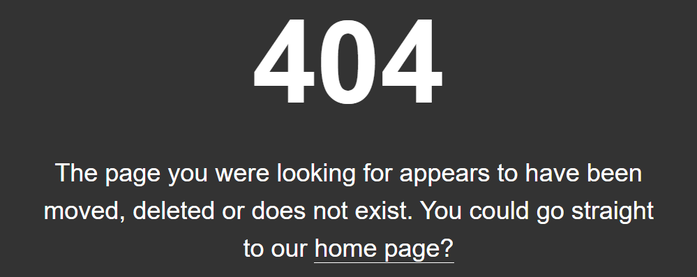 404 without website branding applied.